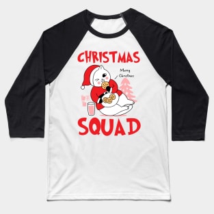 Cat Christmas Squad Eating Cookies xmas Baseball T-Shirt